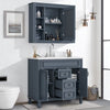 36" Bathroom Vanity Set with Resin Sink and Wall Mounted Mirror Cabinet, Modern Freestanding Single Cabinet Combo with Storage Shelves & 2 Drawers & 2 Soft Closing Doors, Vintage Handles, Gray