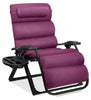 Oversized Chair, Folding Outdoor Patio Recliner, XL Anti Gravity Lounger w/Removable Cushion, Cup Holder, Side Tray, 350lb Capacity - Taupe