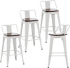 Andeworld Furniture Swivel Metal Bar Stools Kitchen Counter Height Stools Industrial Barstools Set of 4 (Swivel 24 inch,Matte Black Wooden)