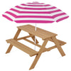Best Choice Products Kids Wooden Picnic Table, Outdoor Activity Table w/ Adjustable Umbrella, Seats - Golden Brown/Aqua