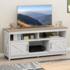Uforic 65" Farmhouse TV Stand for 60/65 Inch TV with Power Outlet,Entertainment Center TV Console with Door, White & Brown