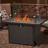 LayinSun 44" Propane Gas Fire Pit Table, 55000 BTU Rectangular Fire Pit with Glass Wind Guard for Outside Patio Deck Garden Backyard