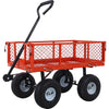 Steel Wagon Cart with Mesh Removable Sides, 3 cu ft, 550LBS Capacity, Heavy Duty Garden Cart with Pneumatic All Terrain Tires, Rolling Cart with 180��Adjustable Handle for Garden, Farm, Yard, Yellow