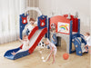 KORIMEFA 13-in-1 Toddler Slide, Kids Swing and Slide for Toddlers Age 1-4, Outdoor Indoor Playground Playset for Toddlers with Basketball Hoop and Ball Playset Telescope, Blue