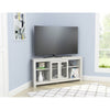 Inval Corner Laminate 60�� TV Stand with Glass Doors, White