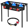 Bestfire Gas Stove for Cooking Outdoor, 3 Burners Outdoor Propane Burners for Cooking with Removable Legs  20 PSIG High Pressure Regulator ,225,000 BTU