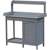 Outsunny Potting Bench Prep Table with Faucet, Sink, and Storage, Gray