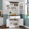 Planntonneo 71'' Tall Kitchen Pantry Storage Hutch Cabinet with Doors and Shelves, Grey Oak