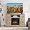 Gzxs Farmhouse Fireplace TV Stand with 18" Electric Fireplace for 50 Inch TVs, Farmhouse Entertainment Center w/ Open Shelves, TV Media Console for Living Room, Gray Wash