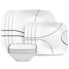 Corelle Simple Lines 12-Piece Square Glass Dinnerware Set (Service for 4)