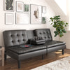 Mainstays Memory Foam 71.5" Futon with Cupholder and USB, Black Faux Leather
