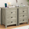 IDEALSOUL Nightstand, Bedside Table with Charging Station, Farmhouse 3 Drawer Nightstand Rustic Night Stand End Tables for Bedroom Living Room,Gray