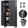 SUPEER Metal Rolling Storage Cabinet, 72 inch Steel Lockable Cabinet with Multipurpose Pegboard and Adjustable Shelves, Tall Tool Cabinet for Office, Home, Storage, Assembly Required(Black)