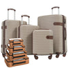 Luggage Sets,4-Piece Lightweight Suitcase Set with 4 Packing Cubes and TSA Lock, Hardshell Suitcases with Spinner Wheels, (16/20/24/28 ),Brown