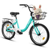 20 Inch Kids Bike for Boys Girls, 1 Speed Children Bicycle with Basket, Rear Seat, Chain Guard, Coaster Brake and V-Brake, Steel Frame Kids Bike for Ages 6-12 Years Old Birthday Gift, Purple