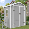ELPOSUN Outdoor Storage Shed 6x4.5 ft, Resin Outside Sheds & Outdoor Storage Plastic for Trash Can, Bike, Lawnmower, Generator, Tool Shed with Lockable Door for Backyard, Lawn, Patio, Grey & White