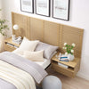 Modway Render Wall Mount Queen Headboard and Modern Nightstands in Walnut