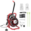 Roromall Drain Cleaner Machine 50FT/75FT/100FT x 3/8-inch/1/2-inch Sewer Auger Electric Drain Auger Sewer Snake with 4 Cutter, Air-Activated Foot Switch, Gloves