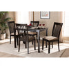 Baxton Studio Minette Modern and Contemporary Gray Fabric Upholstered Espresso Brown Finished Wood 5-Piece Dining Set