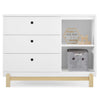 Delta Children Poppy 3 Drawer Dresser with Cubbies and Interlocking Drawers, Bianca White/Natural