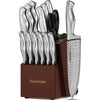 15-Piece Kitchen Knife Set with Block, Built-in Knife Sharpener, German Stainless Steel Knife Block Set, Dishwasher Safe