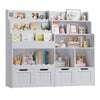 Hiphuta 47"Wide Large Kids Bookcase, Wood Bookshelf Toy Storage Organizer with Book Rack & Movable Boxes, White Bookshelf for Kids Room