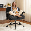 Romorgniz Criss Cross Chair with Adjustable Arms & Lumbar Support Office Chair with Reclining Back, Thick Cushion & Wheels for Office, Gaming, Reading, Vanity, Off-White
