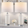 Cinkeda Table Lamp Set of 2 for Living Room Bedroom with USB Ports AC Outlet 3 Way Dimmable Touch Nightlight Farmhouse White Floral Nightstand Bedside Lamps