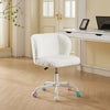 Furniture Office Chair,  Artificial Rabbit Hair Makeup Vanity Chair Chair, 360 Comfy Swivel Armchair with Wheels, Modern Height Adjustable Cute Vanity Chair for Living Room Small Spaces Pink