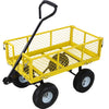 Steel Garden Cart, Heavy Duty 500 lbs Capacity Mesh Steel Garden Cart with Removable Mesh Sides, 180�� Rotating Handle and 9.5 in Tires, Utility Garden Carts and Wagons for Garden, Farm, Yard, Yellow