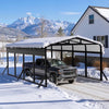 WUKHG 10x15FT Heavy Duty Metal Carport, Outdoor Carport Canopy with Iron Roof, Durable All-Weather Carport for Cars, Trucks, Boats & Outdoor Equipment, Easy Quick-Install Assembly