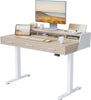 FEZIBO Electric Standing Desk with 3 Drawers & Monitor Shelves, 48 x 26 inches Sit Stand Home Office Desk, Rustic Brown
