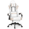SOONTRANS Gaming Chair for Adults, Ergonomic Linen Fabric Computer Chair with Massage Lumbar Pillow, Gamer Game Chair with Adjustable Headrest, Comfortable Office Chair for Home, White