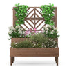 GVN Outdoor Raised Garden Bed, Yard Gardening Bed,2-Tier Raised Garden Bed with Trellis-Brown