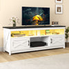 Uforic 65" Farmhouse TV Stand for 60/65 Inch TV with Power Outlet,Entertainment Center TV Console with Door, White & Brown