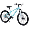 24 Inch Mountain Bike, Kids Mountain Bicycle with Front Suspension Fork and Double Disc Brake, Steel Frame Kids MTB Bike for Boys and Girls Age 9-12 Years, Cyan