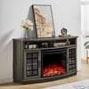 VANACC Curved TV Cabinet with 26" Electric Fireplace for TVs up to 65", Distressed White
