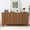 Wirrytor Sideboard Storage Cabinet with Doors and Shelves, Buffet Cabinet with Storage, Credenza Storage Cabinet for Kitchen, Wooden Fluted Cabinet, Under TV Cabinet with Storage - Black