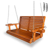 Innovaze 5 Ft Outdoor Wooden Porch Swing with Cupholders, Heavy Duty 880 LBS For 3 Person,All-Weather resistant, White