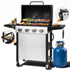 Enyopro 3 Burner Propane Gas Grill, 40,000BTU Stainless Steel BBQ Grill with Brush, Built-in Thermometer, 4 Universal Wheels for Outdoor Cooking Patio Backyard