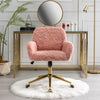 Furniture Office Chair,  Artificial Rabbit Hair Makeup Vanity Chair Chair, 360 Comfy Swivel Armchair with Wheels, Modern Height Adjustable Cute Vanity Chair for Living Room Small Spaces Pink