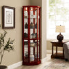 Walnut Cabinet With 6 Shelves, Adjustable Glass & Mirrored Back Design Shelf Lighted Corner Curio Shelves In