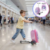 KFFKFF Ride-on Kids Luggage, 20L Capacity, 20-Inch Scooter Suitcase with Flashing PU Wheels, Adjustable Handle & Non-Slip Grip, Foldable and Lightweight Travel Companion for Children Aged 5+, Purple