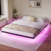 Lusimo King Size Floating Bed Frame with LED Lights Bed Storage Metal Platform Bed Frames with Steel Slat Support Anti-Slip Easy Assembly, Black