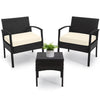 Tappio Outdoor Furniture 3 Piece Patio Bistro Furniture Set, Rattan Conversation Chairs Set with Side Table and Cushions, Patio Furniture Sets for Balcony Garden Porch, Red