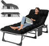 Slsy Folding Sleeping Cots Bed with 2 Sided Mattress & Pillow, Folding Camping Cot, Adjustable 4-Position Folding Lounge Chair