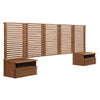Modway Render Wall Mount Queen Headboard and Modern Nightstands in Walnut