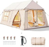 Lilypelle 4-6 Person Blow Up Inflatable Tent with Stove Jack, Hot Tent for Camping with Hand Pump, Waterproof Inflatable Camp Tent with Mesh Windows, Easy Setup Glamping Inflatable House