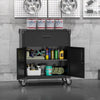 Aobabo Metal Storage Cabinet with Lock,Garage Storage Cabinet with Wheels,72In Steel Storage Cabinet for Garage Home Storage, Black Required-Assembly