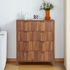 YOCWO Fluted Nightstand for Bedroom Set of 2 , Wood Bedside Table Set of 2 with Drawers, Black